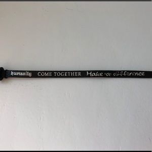 SALE Humanity Bracelet Black Band Silver Script